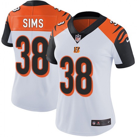 Nike Bengals #38 LeShaun Sims White Women's Stitched NFL Vapor Untouchable Limited Jersey