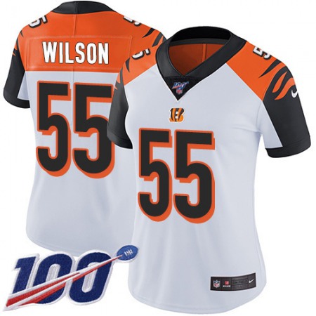 Nike Bengals #55 Logan Wilson White Women's Stitched NFL 100th Season Vapor Untouchable Limited Jersey