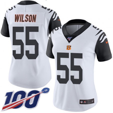 Nike Bengals #55 Logan Wilson White Women's Stitched NFL Limited Rush 100th Season Jersey