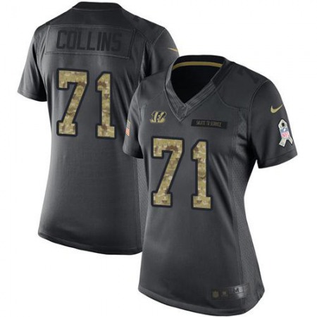 Nike Bengals #71 La'el Collins Black Women's Stitched NFL Limited 2016 Salute to Service Jersey