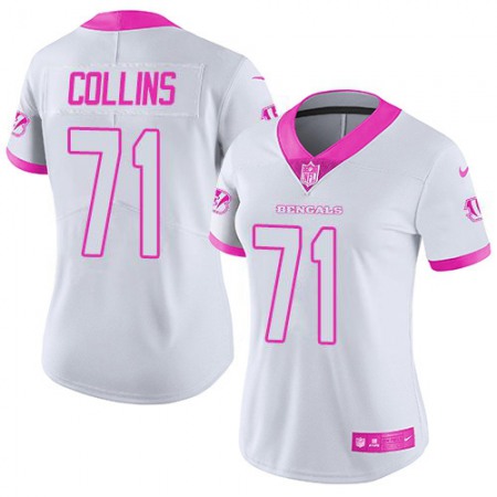 Nike Bengals #71 La'el Collins White/Pink Women's Stitched NFL Limited Rush Fashion Jersey