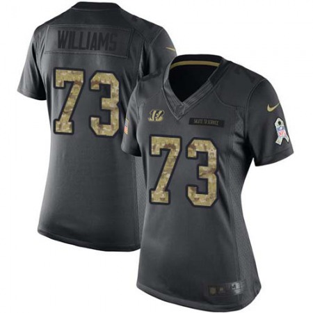 Nike Bengals #73 Jonah Williams Black Women's Stitched NFL Limited 2016 Salute to Service Jersey