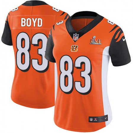 Nike Bengals #83 Tyler Boyd Orange Alternate Super Bowl LVI Patch Women's Stitched NFL Vapor Untouchable Limited Jersey