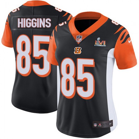 Nike Bengals #85 Tee Higgins Black Team Color Super Bowl LVI Patch Women's Stitched NFL Vapor Untouchable Limited Jersey