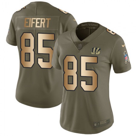 Nike Bengals #85 Tyler Eifert Olive/Gold Women's Stitched NFL Limited 2017 Salute to Service Jersey