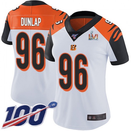 Nike Bengals #96 Carlos Dunlap White Super Bowl LVI Patch Women's Stitched NFL 100th Season Vapor Untouchable Limited Jersey