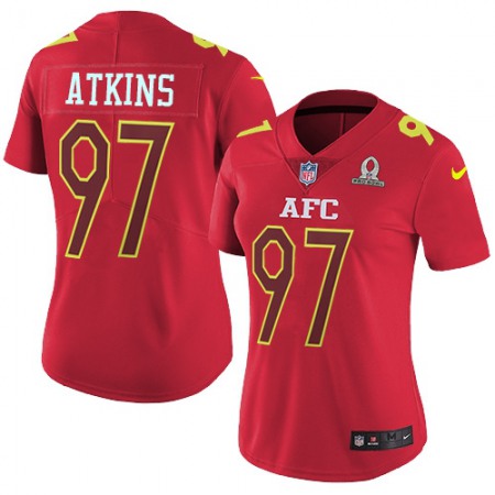 Nike Bengals #97 Geno Atkins Red Women's Stitched NFL Limited AFC 2017 Pro Bowl Jersey