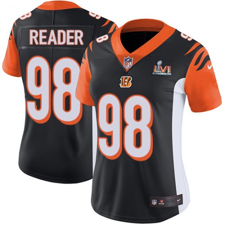 Nike Bengals #98 D.J. Reader Black Team Color Super Bowl LVI Patch Women's Stitched NFL Vapor Untouchable Limited Jersey