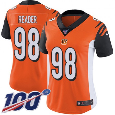 Nike Bengals #98 D.J. Reader Orange Alternate Women's Stitched NFL 100th Season Vapor Untouchable Limited Jersey