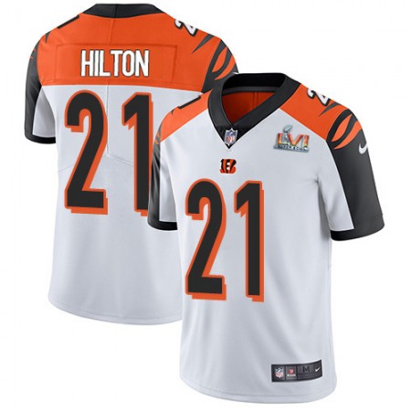 Nike Bengals #21 Mike Hilton White Super Bowl LVI Patch Youth Stitched NFL Vapor Untouchable Limited Jersey