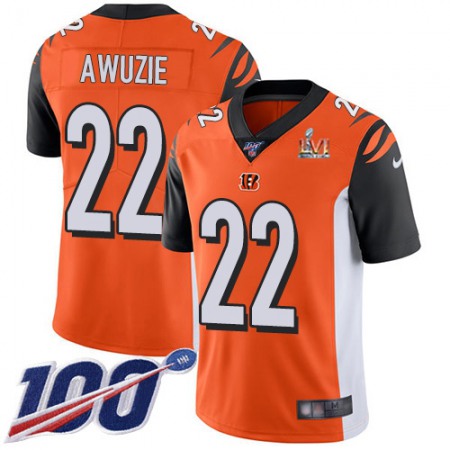 Nike Bengals #22 Chidobe Awuzie Orange Super Bowl LVI Patch Alternate Youth Stitched NFL 100th Season Vapor Untouchable Limited Jersey