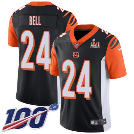 Nike Bengals #24 Vonn Bell Black Team Color Super Bowl LVI Patch Youth Stitched NFL 100th Season Vapor Limited Jersey