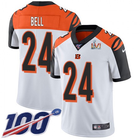 Nike Bengals #24 Vonn Bell White Super Bowl LVI Patch Youth Stitched NFL 100th Season Vapor Limited Jersey