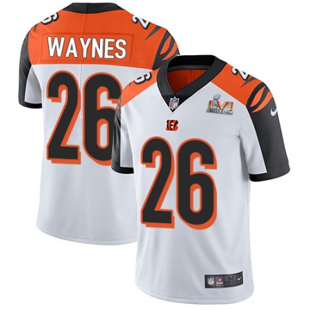 Nike Bengals #26 Trae Waynes White Super Bowl LVI Patch Youth Stitched NFL Vapor Untouchable Limited Jersey