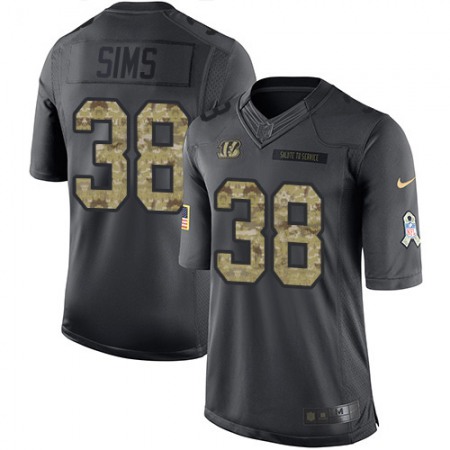 Nike Bengals #38 LeShaun Sims Black Youth Stitched NFL Limited 2016 Salute to Service Jersey