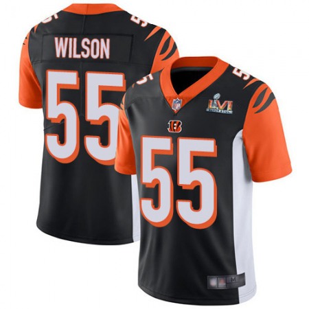 Nike Bengals #55 Logan Wilson Black Team Color Super Bowl LVI Patch Youth Stitched NFL Vapor Untouchable Limited Jersey