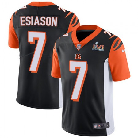 Nike Bengals #7 Boomer Esiason Black Team Color Super Bowl LVI Patch Youth Stitched NFL Vapor Untouchable Limited Jersey