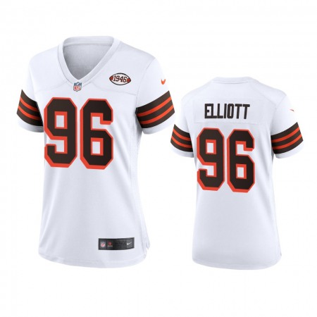 Women Browns #96 Jordan Elliott Nike 1946 Collection Alternate Game Limited NFL Jersey - White