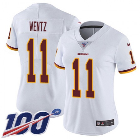 Nike Commanders #11 Carson Wentz White Women's Stitched NFL 100th Season Vapor Limited Jersey