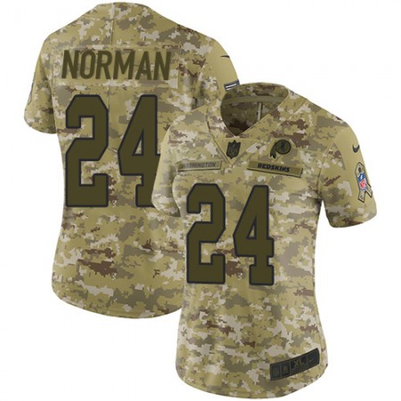 Nike Commanders #24 Josh Norman Camo Women's Stitched NFL Limited 2018 Salute to Service Jersey