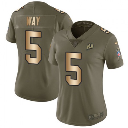 Nike Commanders #5 Tress Way Olive/Gold Women's Stitched NFL Limited 2017 Salute To Service Jersey