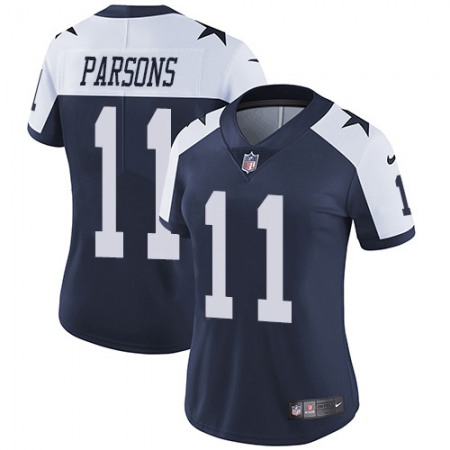 Nike Cowboys #11 Micah Parsons Navy Blue Thanksgiving Women's Stitched NFL Vapor Throwback Limited Jersey