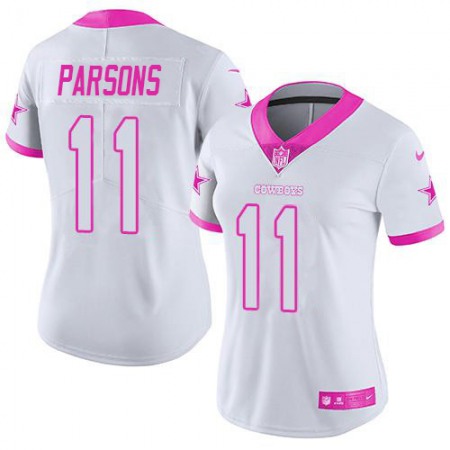 Nike Cowboys #11 Micah Parsons White/Pink Women's Stitched NFL Limited Rush Fashion Jersey