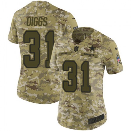 Nike Cowboys #31 Trevon Diggs Camo Women's Stitched NFL Limited 2018 Salute To Service Jersey