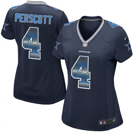 Nike Cowboys #4 Dak Prescott Navy Blue Team Color Women's Stitched NFL Elite Strobe Jersey