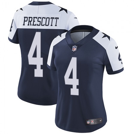 Nike Cowboys #4 Dak Prescott Navy Blue Thanksgiving Women's Stitched NFL Vapor Untouchable Limited Throwback Jersey