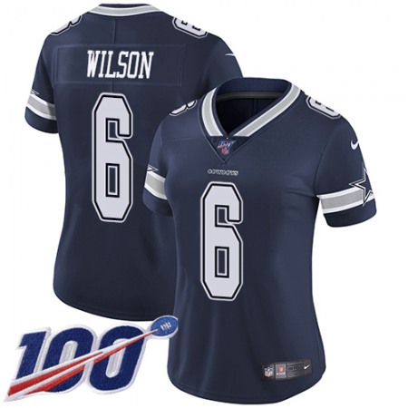 Nike Cowboys #6 Donovan Wilson Navy Blue Team Color Women's Stitched NFL 100th Season Vapor Untouchable Limited Jersey