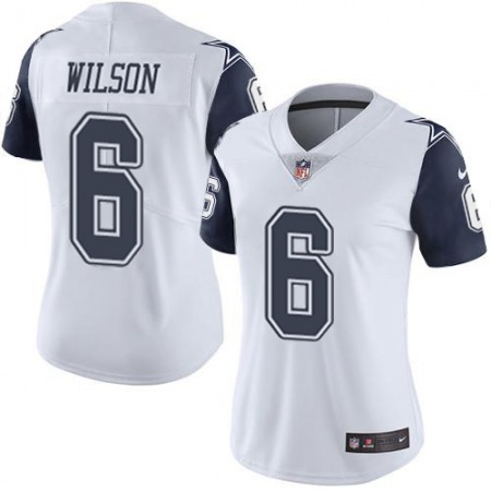 Nike Cowboys #6 Donovan Wilson White Women's Stitched NFL Limited Rush Jersey