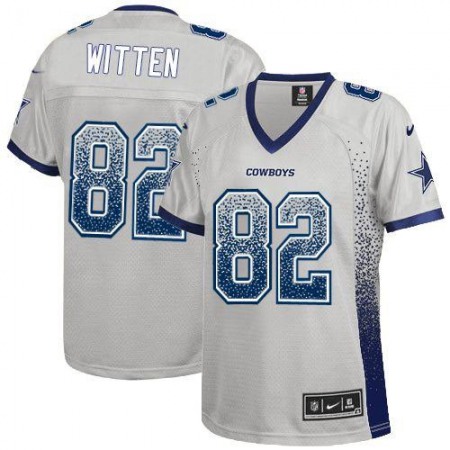 Nike Cowboys #82 Jason Witten Grey Women's Stitched NFL Elite Drift Fashion Jersey