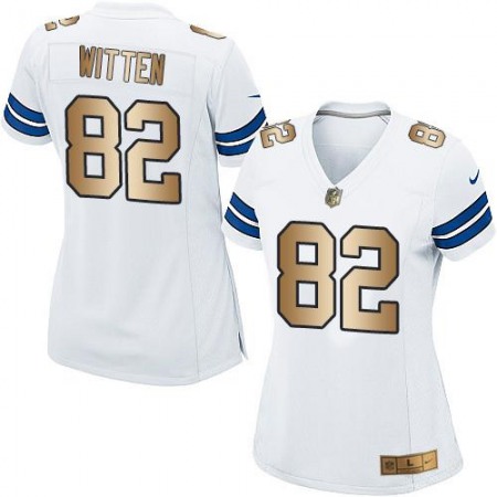 Nike Cowboys #82 Jason Witten White Women's Stitched NFL Elite Gold Jersey