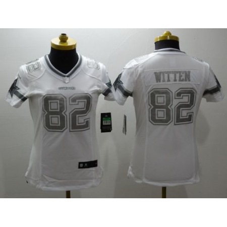 Nike Cowboys #82 Jason Witten White Women's Stitched NFL Limited Platinum Jersey