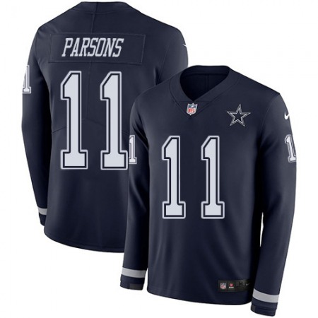 Nike Cowboys #11 Micah Parsons Navy Blue Team Color Youth Stitched NFL Limited Therma Long Sleeve Jersey