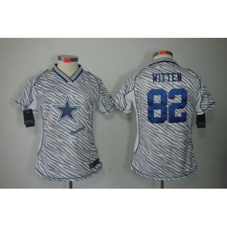 Nike Cowboys #82 Jason Witten Zebra Women's Stitched NFL Elite Jersey