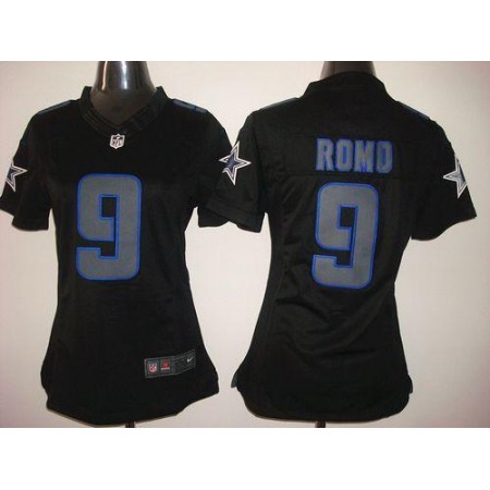 Nike Cowboys #9 Tony Romo Black Impact Women's Stitched NFL Limited Jersey