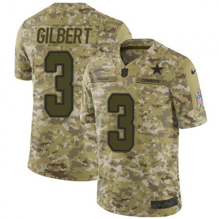 Nike Cowboys #3 Garrett Gilbert Camo Youth Stitched NFL Limited 2018 Salute To Service Jersey