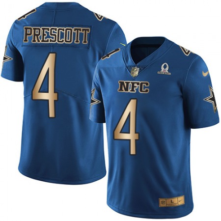 Nike Cowboys #4 Dak Prescott Navy Youth Stitched NFL Limited Gold NFC 2017 Pro Bowl Jersey