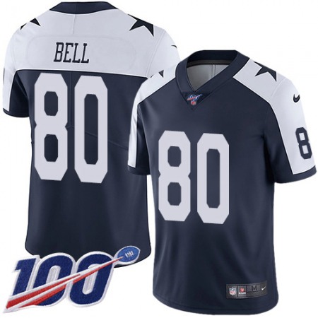 Nike Cowboys #80 Blake Bell Navy Blue Thanksgiving Youth Stitched NFL 100th Season Vapor Throwback Limited Jersey