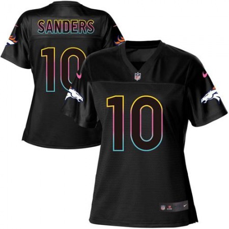 Nike Broncos #10 Emmanuel Sanders Black Women's NFL Fashion Game Jersey