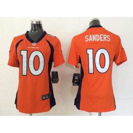 Nike Broncos #10 Emmanuel Sanders Orange Team Color Women's Stitched NFL New Elite Jersey