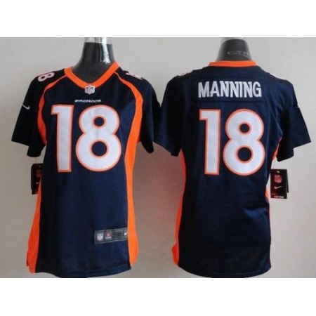 Nike Broncos #18 Peyton Manning Blue Alternate Women's Stitched NFL New Elite Jersey