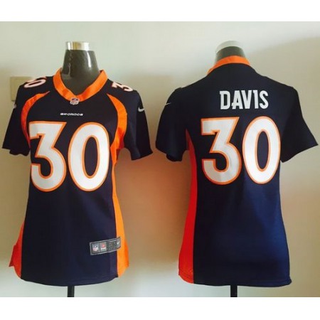 Nike Broncos #30 Terrell Davis Blue Alternate Women's Stitched NFL New Elite Jersey