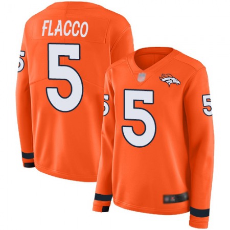 Nike Broncos #5 Joe Flacco Orange Team Color Women's Stitched NFL Limited Therma Long Sleeve Jersey