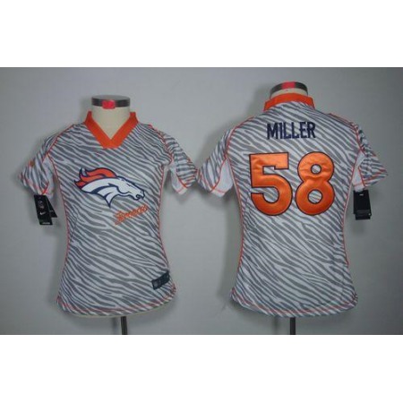 Nike Broncos #58 Von Miller Zebra Women's Stitched NFL Elite Jersey