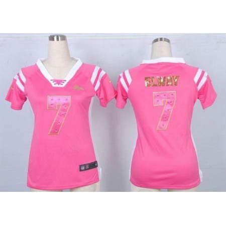 Nike Broncos #7 John Elway Pink Women's Stitched NFL Elite Draft Him Shimmer Jersey