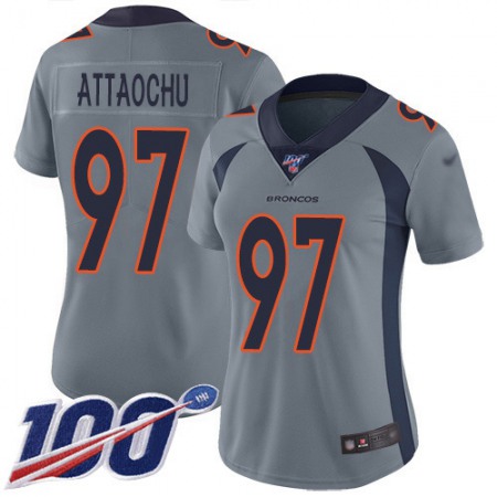 Nike Broncos #97 Jeremiah Attaochu Gray Women's Stitched NFL Limited Inverted Legend 100th Season Jersey