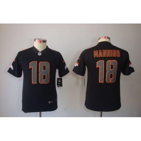 Nike Broncos #18 Peyton Manning Black Impact Youth Stitched NFL Limited Jersey